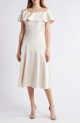 Sam Edelman Off the Shoulder A-Line Satin Midi at Nordstrom,