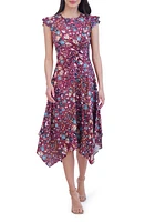 Vince Camuto Floral Satin High-Low Dress Burgundy at Nordstrom,