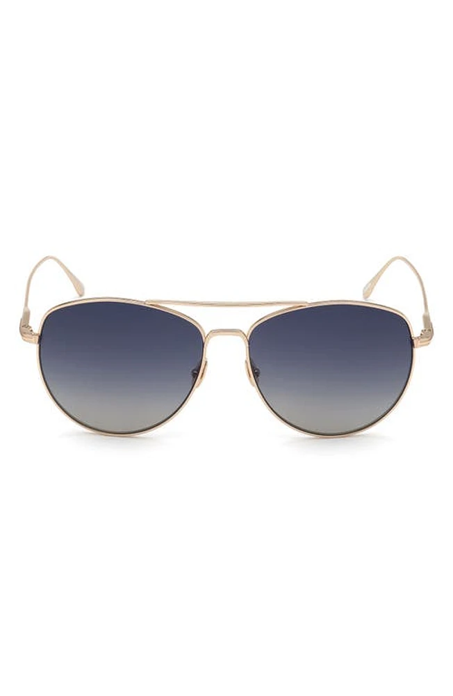 TOM FORD Milla 59mm Gradient Aviator Sunglasses in Gold Blue at Nordstrom