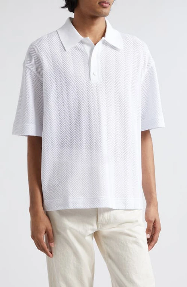 Missoni Tonal Zigzag Polo Bright White at Nordstrom,