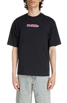 Acne Studios Logo Patch Organic Cotton T-Shirt Black at Nordstrom,