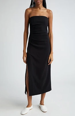 Proenza Schouler Shira Strapless Matte Crepe Midi Dress Black at Nordstrom,