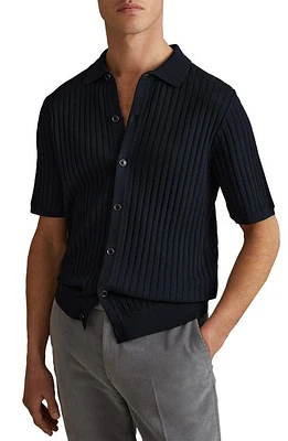 Reiss Murray Short Sleeve Cardigan Navy at Nordstrom,