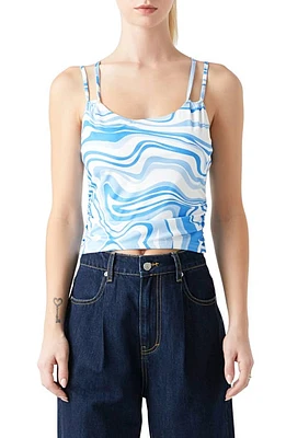 Grey Lab Marble Print Ruched Camisole Blue Multi at Nordstrom,