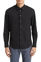 Emporio Armani Stretch Jersey Button-Up Shirt Solid Black at Nordstrom,