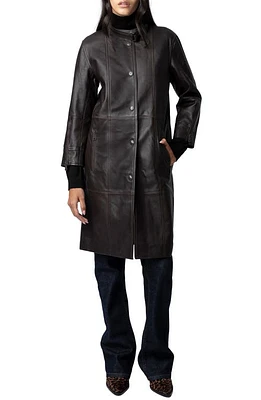 Zadig & Voltaire Mira Leather Coat Chocolate at Nordstrom, Regular