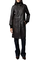 Zadig & Voltaire Mira Leather Coat Chocolate at Nordstrom, Regular