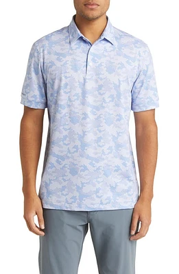 Mizzen+Main Versa Camouflage Print Performance Golf Polo Blue Multi Camo Stripe at Nordstrom,