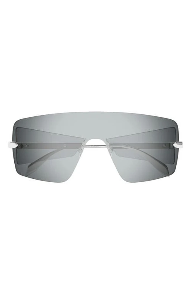 Alexander McQueen 99mm Oversize Mask Sunglasses in Silver at Nordstrom