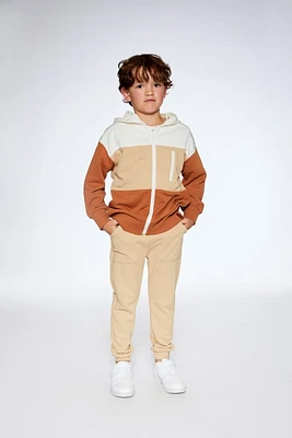 Deux Par Deux Boy's French Terry Hooded Cardigan Spicy Brown at Nordstrom