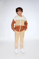 Deux Par Deux Boy's French Terry Hooded Cardigan Spicy Brown at Nordstrom