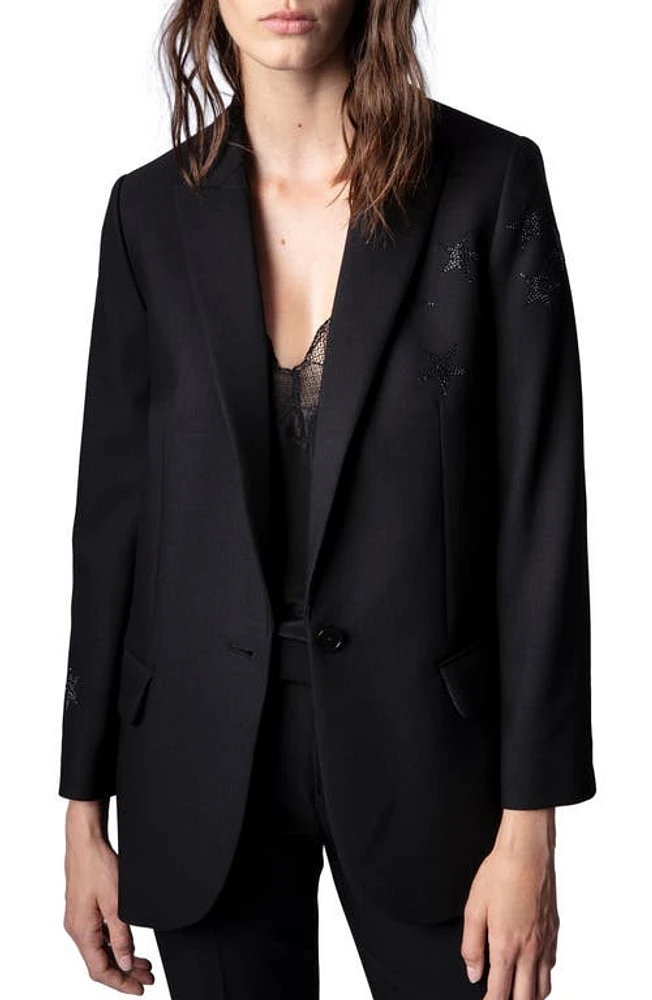 Zadig & Voltaire Viva Rhinestone Star Jacket Noir at Nordstrom, Us