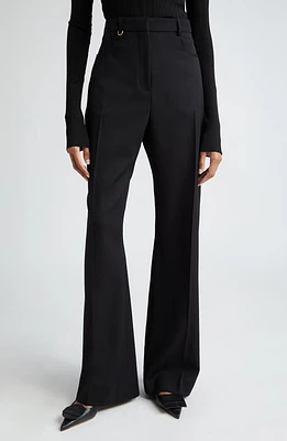 Jacquemus Le Pantalon Sauge Wool High Waist Flare Leg Pants Black at Nordstrom, Us