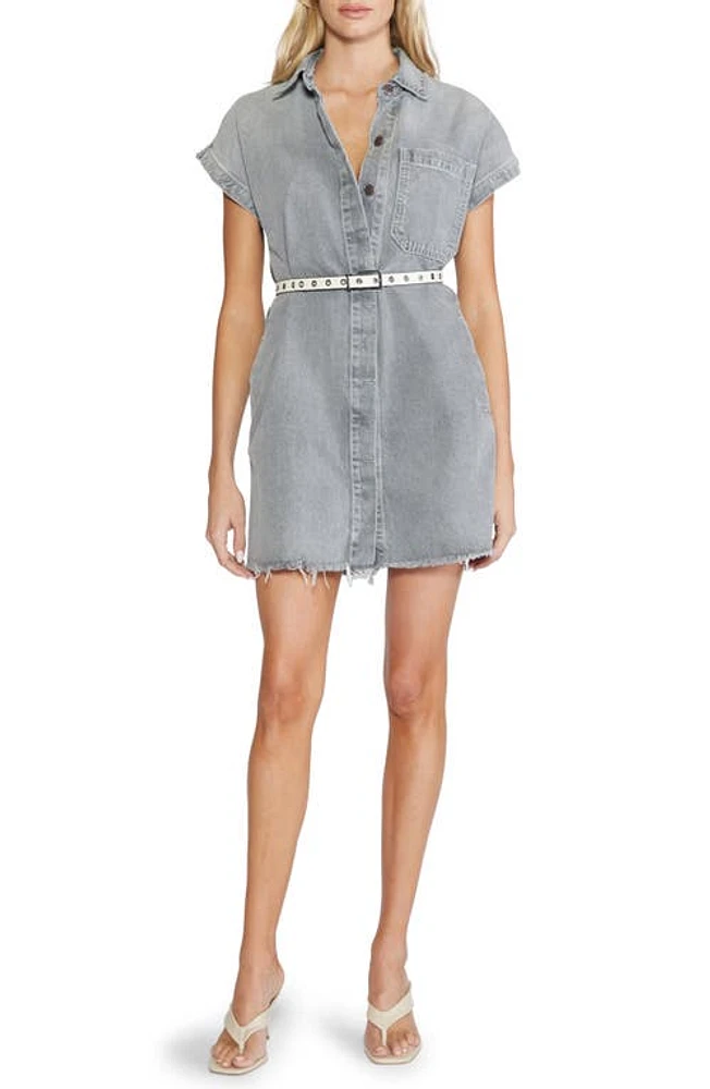 ÉTICA Pricilla Fray Hem Mini Shirtdress Moonstone at Nordstrom,