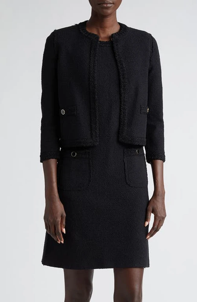 St. John Collection Embroidered Bouclé Knit Jacket Black at Nordstrom,