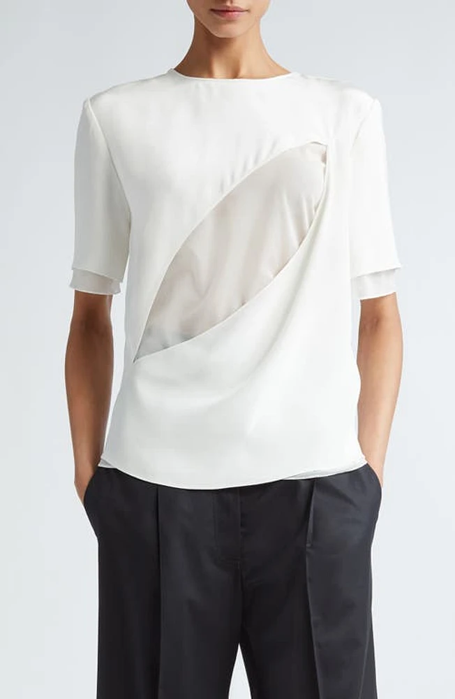 Peter Do Slash Stretch Silk Top White at Nordstrom,