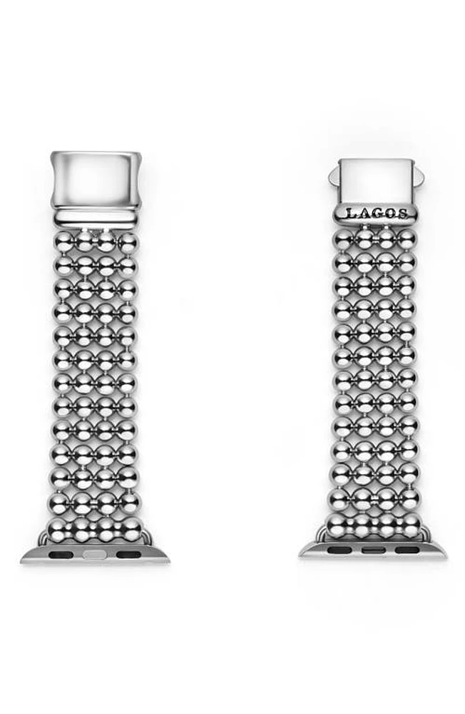 LAGOS Smart Caviar Beaded Apple Watch Watchband in Silver at Nordstrom