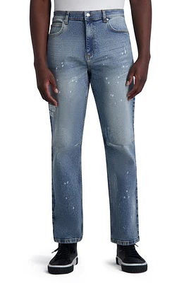 Karl Lagerfeld Paris Splatter Straight Leg Jeans Blue at Nordstrom,