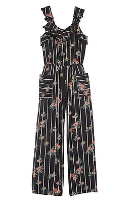 Truly Me Floral Jumpsuit Black Multi at Nordstrom,