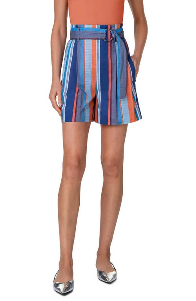 Akris punto Fiorellina Belted Cotton Bermuda Shorts Denim-Multicolor at Nordstrom,