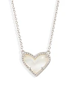 Kendra Scott Ari Heart Pendant Necklace in Rhodium/Ivory Mop at Nordstrom