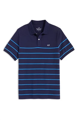 vineyard vines Heritage Breton Stripe Piqué Knit Polo Nautical Navy at Nordstrom,