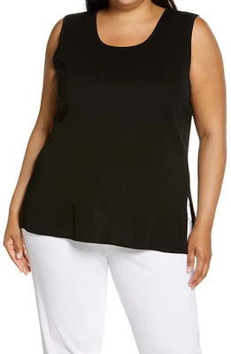 Ming Wang Scoop Neck Tank in Black at Nordstrom, Size 3X