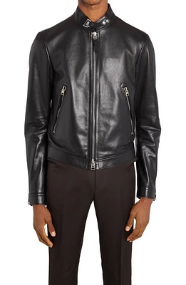 TOM FORD Plongé Leather Cafe Biker Jacket Black at Nordstrom, Us