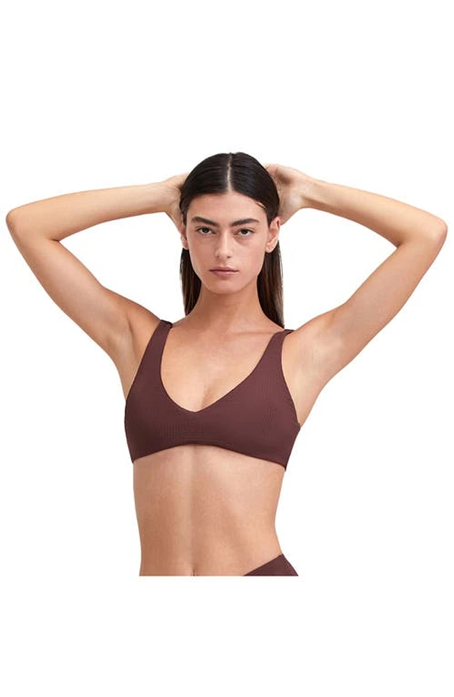 Au Naturel by Gottex Solid Textured V neck Bikini swim top Brunette at Nordstrom,