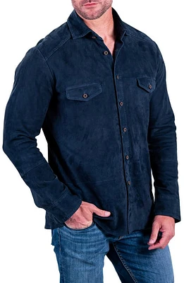 Comstock & Co. Bannock Suede Button-Up Shirt Navy at Nordstrom,