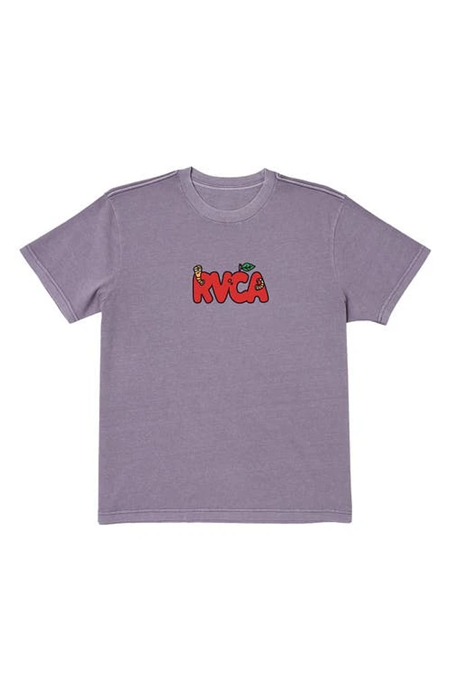 RVCA Apple a Day Logo Graphic T-Shirt in Purple Sage at Nordstrom, Size Large