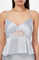 CAMI NYC Adelaide Silk Peplum Camisole Bluebell at Nordstrom,