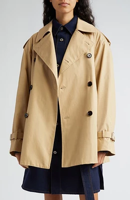 burberry Belted Short Cotton Trench Coat Flax at Nordstrom,