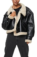 Princess Polly Kimmons Faux Shearling Jacket Black at Nordstrom,