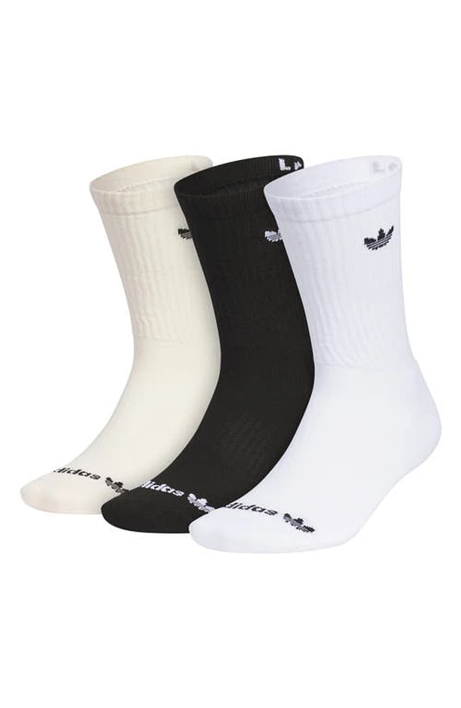 adidas Gender Inclusive Trefoil Assorted 3-Pack Crew Socks in White/Black/Wonder White at Nordstrom, Size Medium