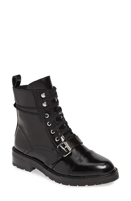 AllSaints Donita Combat Boot Black Leather at Nordstrom,