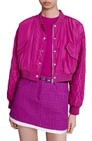 maje Badiane Quilt Sleeve Bomber Jacket Fuchsia Pink at Nordstrom,