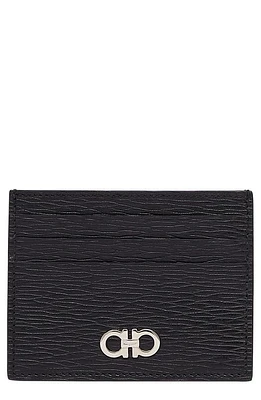 FERRAGAMO Revival Gancini Leather Card Case in Nero Red Ferragamo at Nordstrom