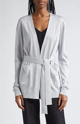 Missoni Metallic Knit Belted Cardigan Silver at Nordstrom, Us