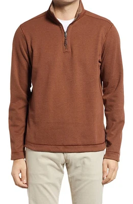 Johnston & Murphy Reversible Quarter Zip Pullover Rust/Oatmeal at Nordstrom,