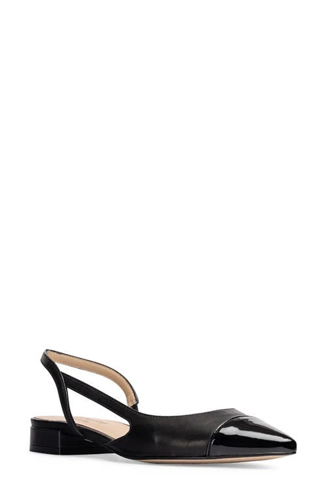 Jon Josef Rio Slingback Pointy Cap Toe Flat Black Combo at Nordstrom,