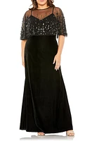 FABULOUSS BY MAC DUGGAL Velvet Capelet Gown Black at Nordstrom,