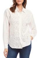 Karen Kane Embroidered Eyelet Button-Up Shirt Off White at Nordstrom,