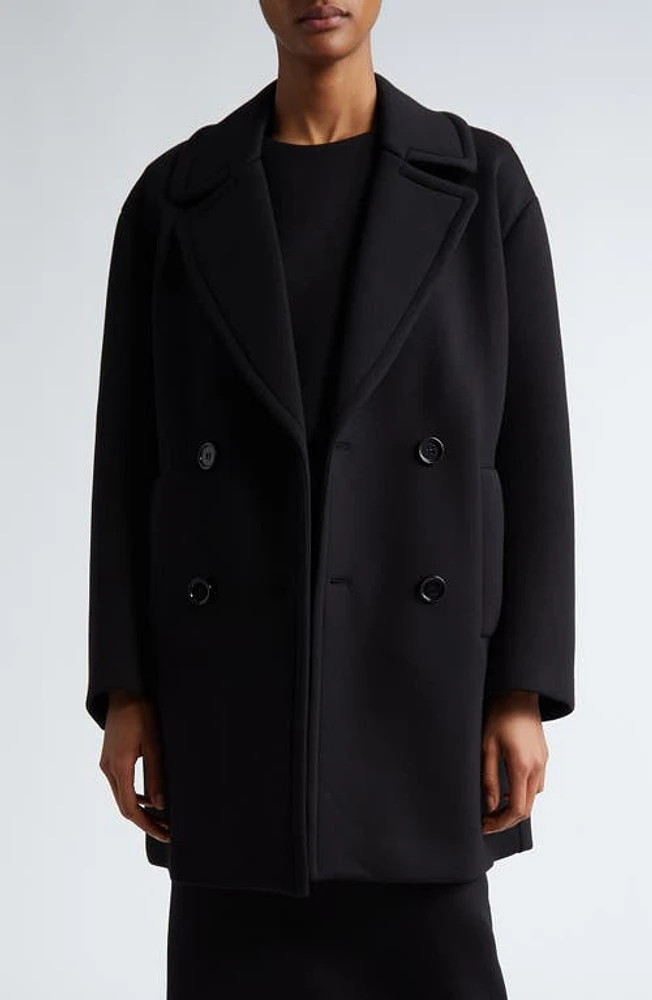 Max Mara Gradi Double Breasted Jersey Coat Black at Nordstrom,