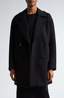 Max Mara Gradi Double Breasted Jersey Coat Black at Nordstrom,