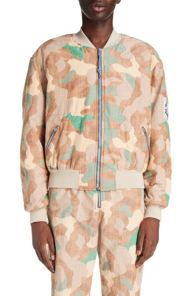 Acne Studios Camo Bomber Jacket Orange/Green at Nordstrom, Us