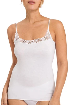 Hanro Michelle Lace Trim Cotton Camisole White at Nordstrom,