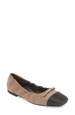 Brunello Cucinelli Monili Cap Toe Ballet Flat Brown at Nordstrom,