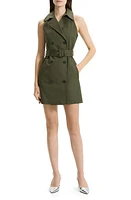 Theory Patton Sleeveless Stretch Cotton Trench Minidress Dark Olive at Nordstrom,