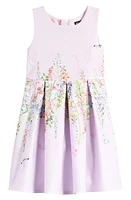 Ava & Yelly Kids' Floral Pleated Party Dress Lilac at Nordstrom,